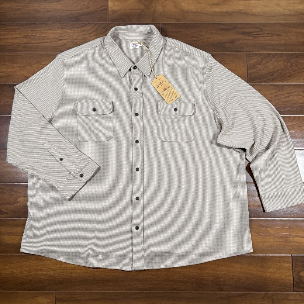Faherty Men's Size 4XL Stripe Timber Twill Legend Sweater Shirt Button Up